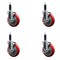 Service Caster 5'' SS Red Poly Swivel 1'' Expanding Stem Caster Set with Brake, 4PK SCC-SSEX20S514-PPUB-RED-TLB-1-4 - alternate 1